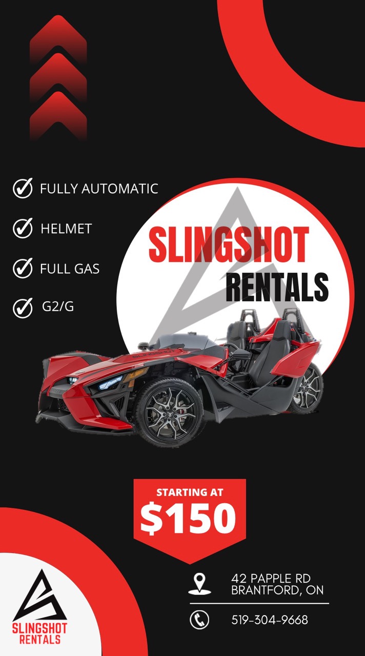 Slingshot rentals | 42 Papple Rd, Brantford, ON N3T 5L4, Canada | Phone: (519) 304-9668