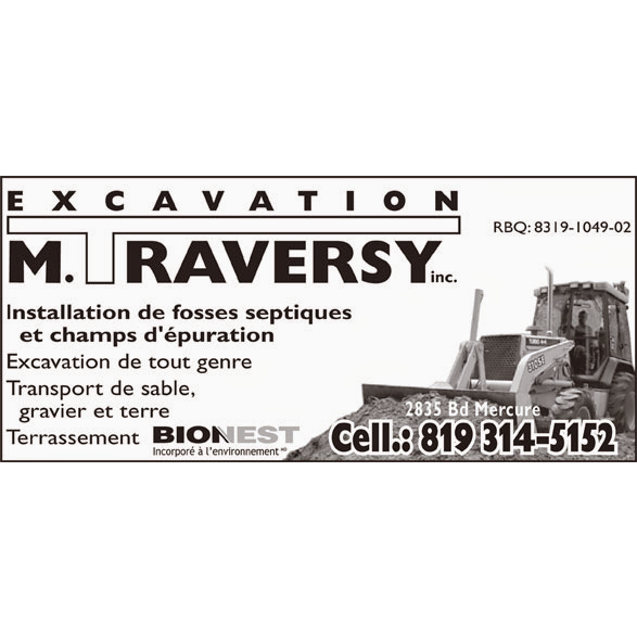 Excavation Martin Traversy | 2835 Bd Mercure, Saint-Nicéphore, QC J2A 3N9, Canada | Phone: (819) 314-5152