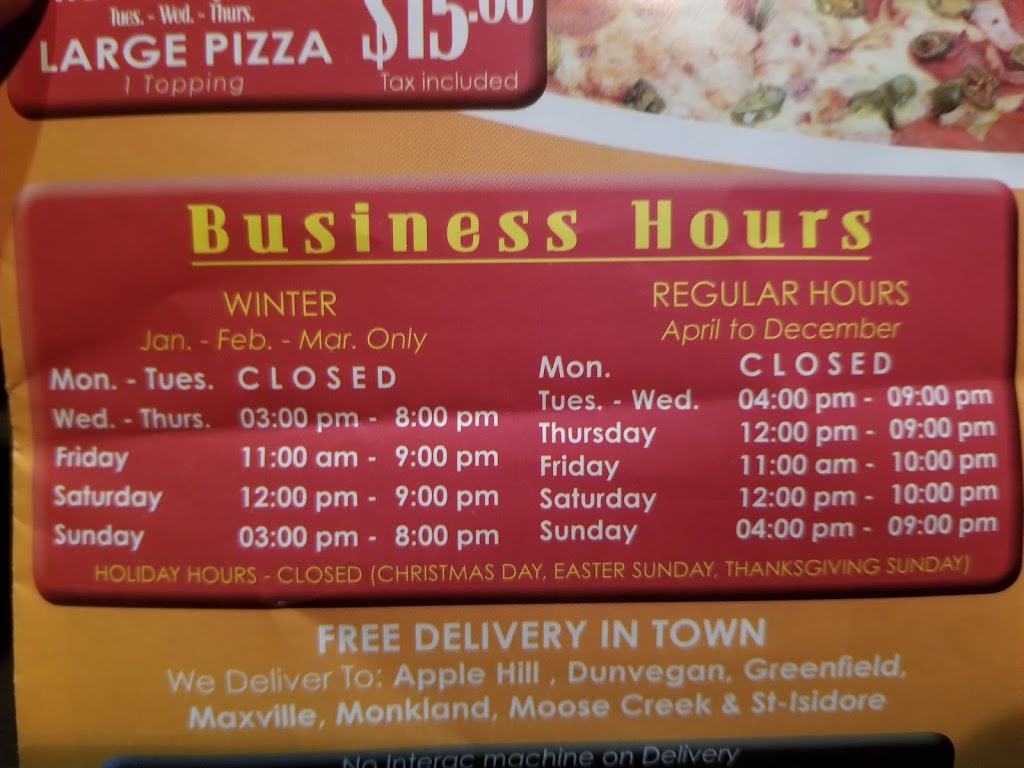 Waikato Pizza Plus | 4 Main St S, Maxville, ON K0C 1T0, Canada | Phone: (613) 527-2955