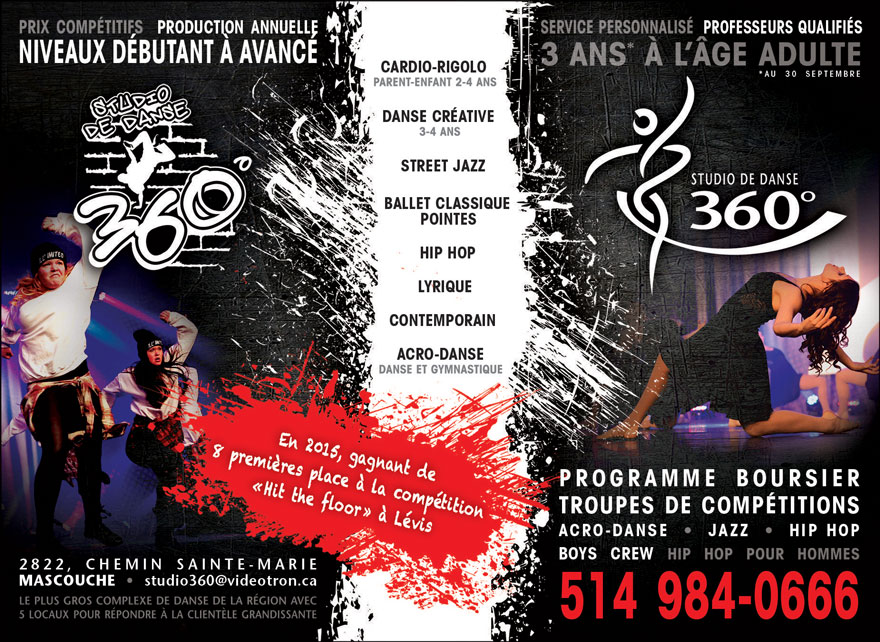 Studio De Danse 360 Degre | 2822 Ch Sainte-Marie, Mascouche, QC J7K 1N3, Canada | Phone: (514) 984-0666