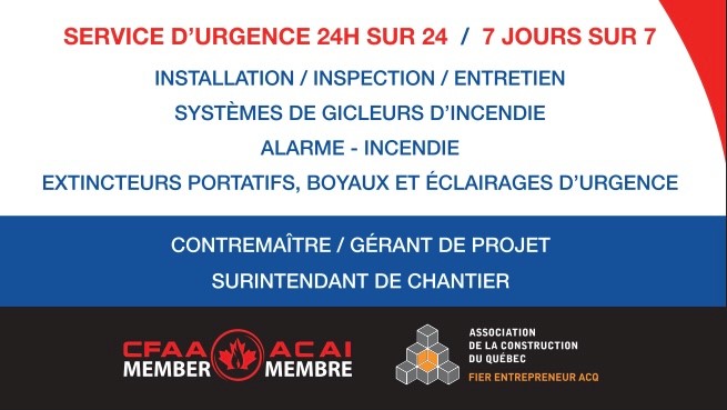 T.A.P.I Cherrier Inc. Division Protection Incendie | 335 Rue Pascal, Laval, QC H7K 1C8, Canada | Phone: (514) 820-0804