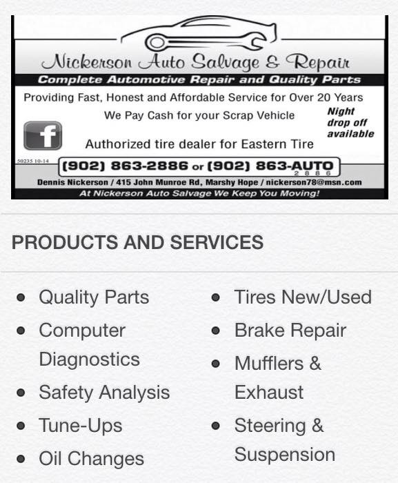 Nickerson Auto Salvage | 415 John Munroe Road, Antigonish, Marshy Hope, NS B2G 2K8, Canada | Phone: (902) 863-2886