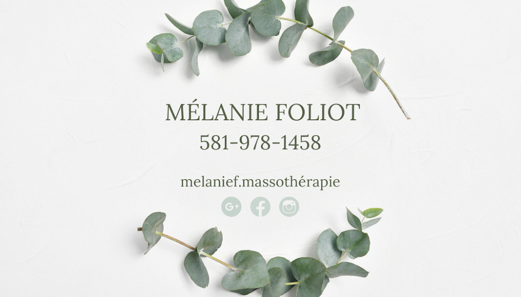 Mélanie Foliot Massothérapie | 291 Rue Duberger, Québec, QC G2N 1N2, Canada | Phone: (581) 978-1458